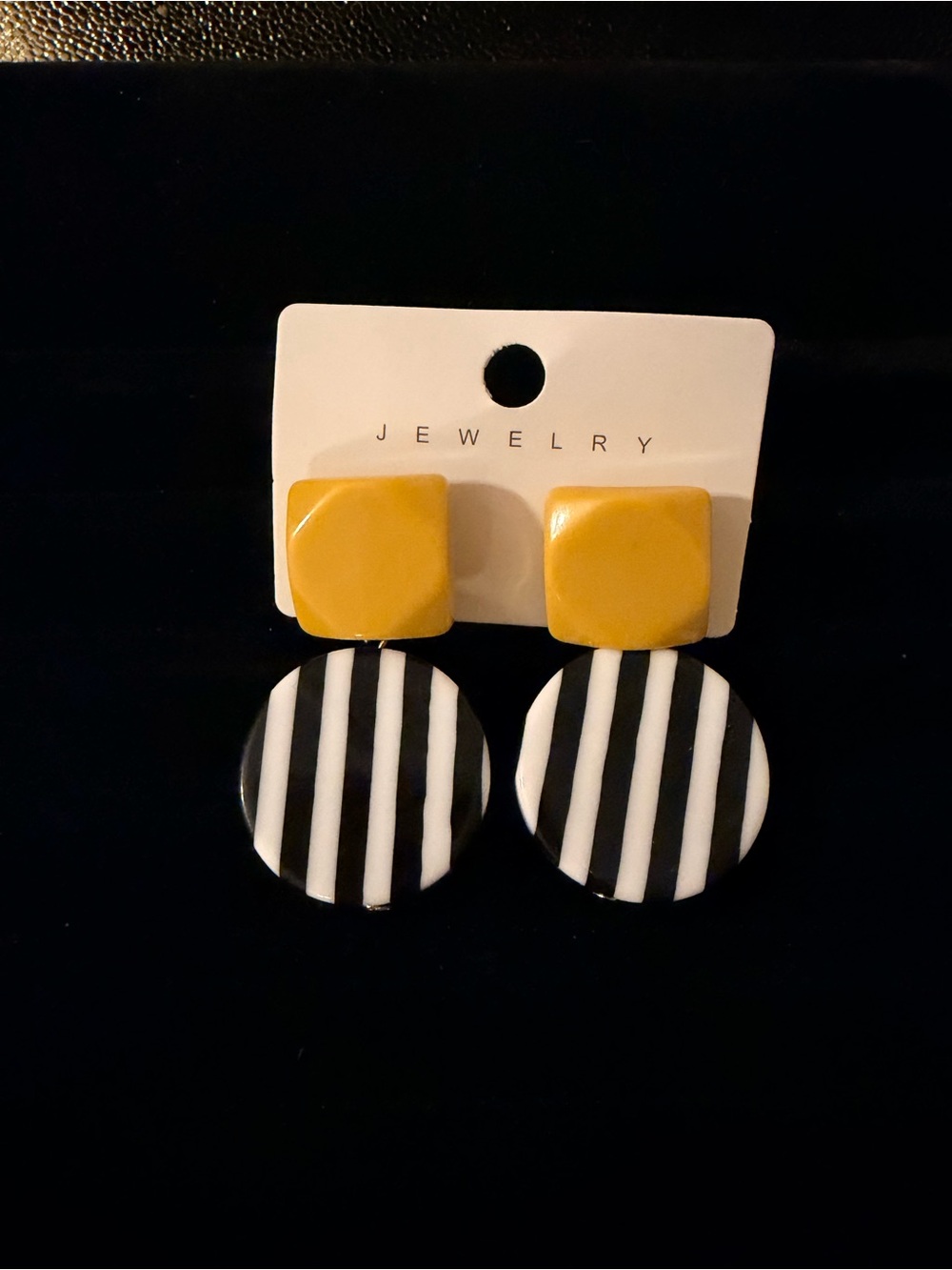 Yellow & Black Striped Drop Earrings - Jewelry